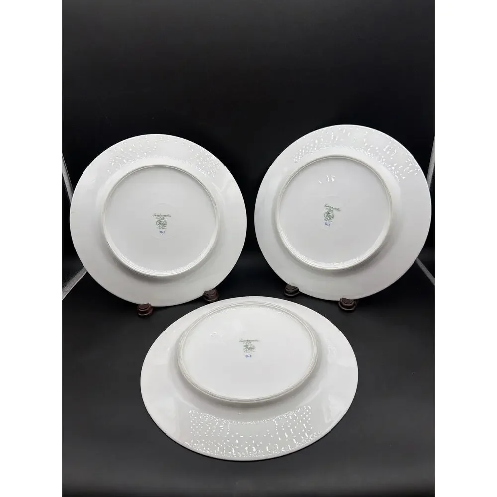 Hutschenreuther Selb Bavaria Yale Set 6 Dinner Plates 10” LHS Lion Pink Roses